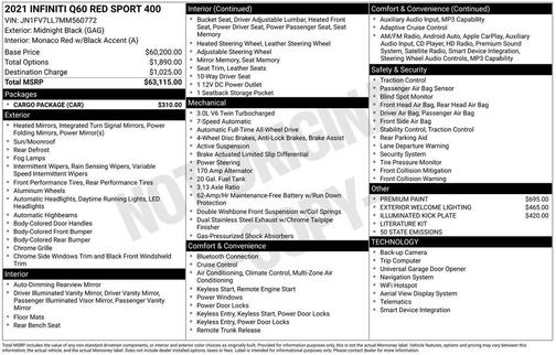 2021 INFINITI Q60 3.0t Red Sport 400