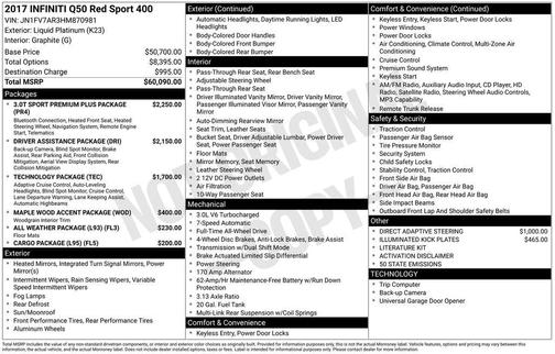 2017 INFINITI Q50 3.0t RED SPORT 400