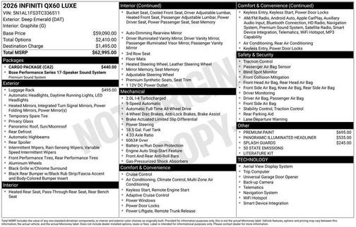 2026 INFINITI QX60 Luxe