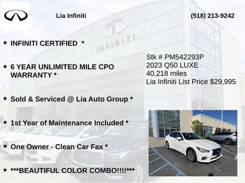 Pure White 2023 INFINITI Q50 3.0t LUXE