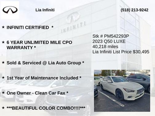 Pure White 2023 INFINITI Q50 3.0t LUXE