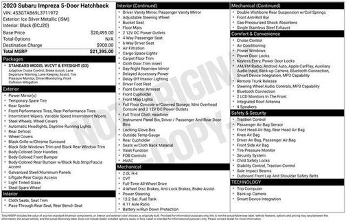 Ice Silver Metallic 2020 Subaru Impreza 5-Door