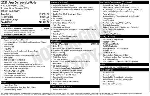 White Clearcoat 2020 Jeep Compass Latitude