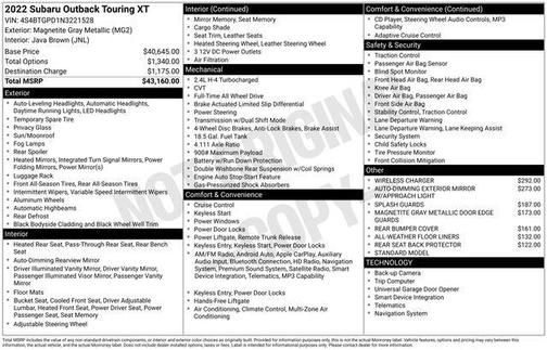 Magnetite Gray Metallic 2022 Subaru Outback Touring XT