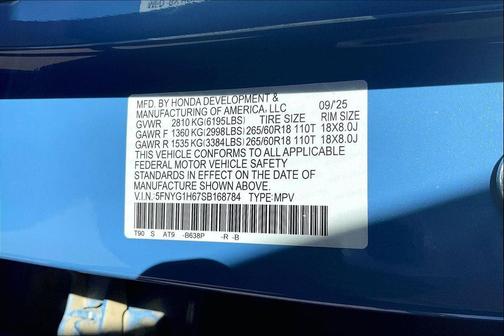 Diffused Sky Blue Pearl 2025 Honda Pilot TrailSport