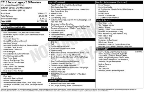 2016 Subaru Legacy Premium