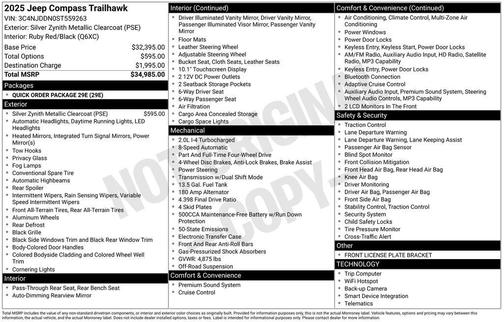 Silver Zynith Metallic Clearcoat 2025 Jeep Compass Trailhawk