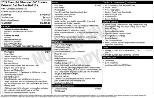 Northsky Blue Metallic 2021 Chevrolet Silverado 1500 Custom