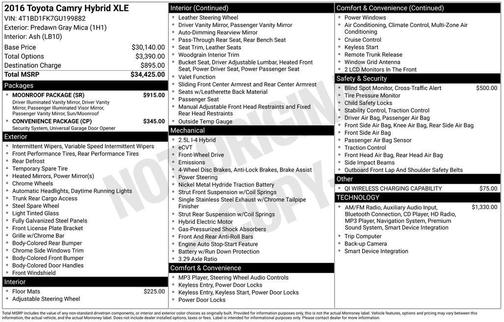 2016 Toyota Camry Hybrid 