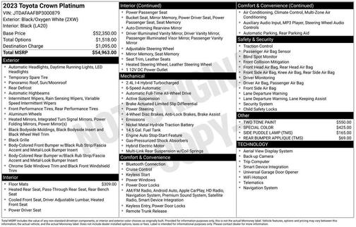 Black/Oxygen White 2023 Toyota Crown Platinum