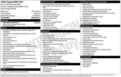 Magnetic Gray Metallic 2025 Toyota RAV4 XLE