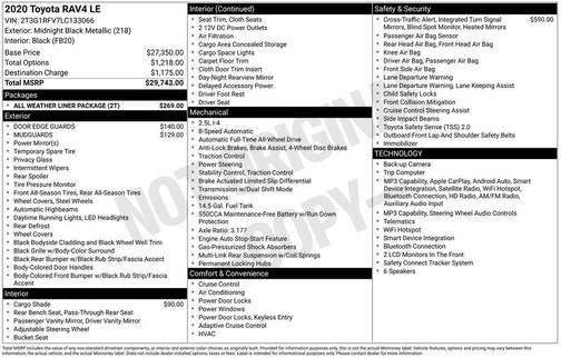 Midnight Black 2020 Toyota RAV4 LE