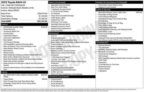 Midnight Black Metallic 2023 Toyota RAV4 LE