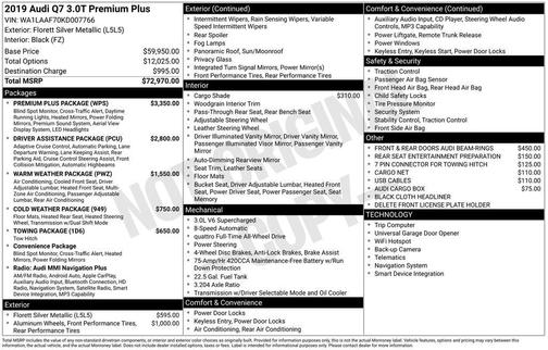 Silver Metallic 2019 Audi Q7 55 Premium Plus