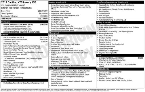 Red Horizon Tintcoat 2019 Cadillac XTS Luxury