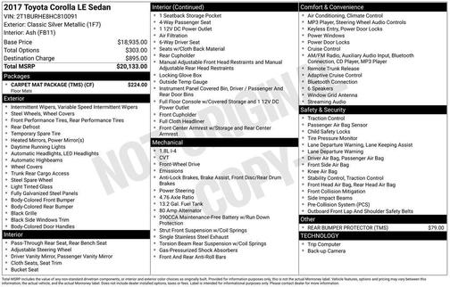 2017 Toyota Corolla LE