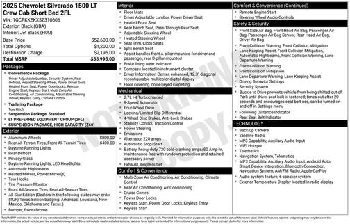 Black 2025 Chevrolet Silverado 1500 LT