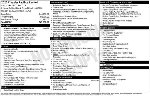 2020 Chrysler Pacifica Limited