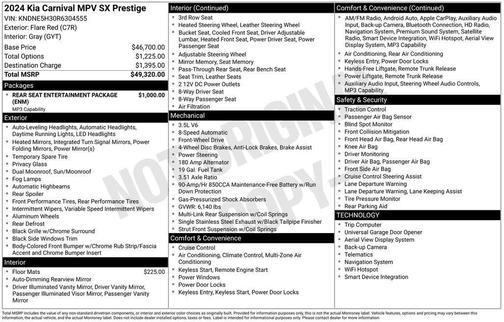 Flare Red 2024 Kia Carnival SX Prestige