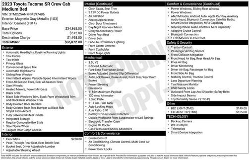 Magnetic Gray Metallic 2023 Toyota Tacoma SR