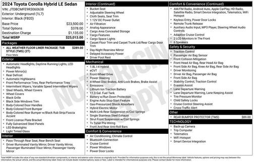 2024 Toyota Corolla Hybrid LE
