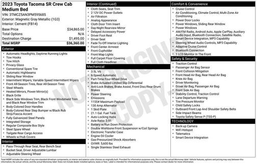 Magnetic Gray Metallic 2023 Toyota Tacoma SR