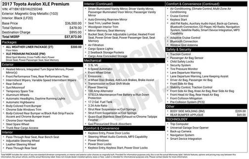 Magnetic Gray Metallic 2017 Toyota Avalon XLE Premium