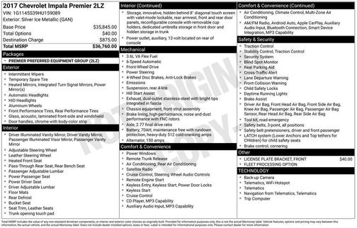 Silver Ice Metallic 2017 Chevrolet Impala Premier 2LZ