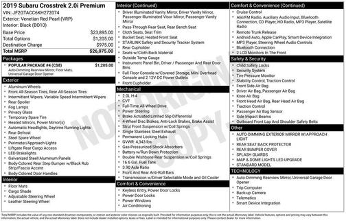 2019 Subaru Crosstrek 2.0i Premium