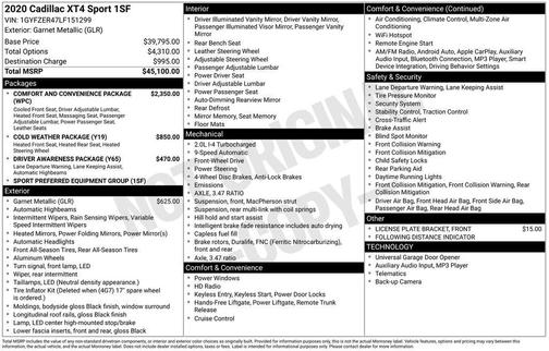 2020 Cadillac XT4 Sport