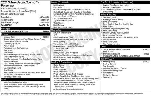 Cinnamon Brown Pearl 2021 Subaru Ascent Touring 7-Passenger