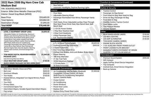 2022 RAM 2500 Big Horn Crew Cab 4x4 6'4' Box