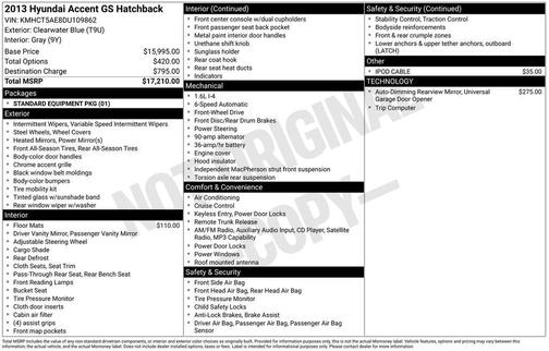 Clearwater Blue 2013 Hyundai Accent GS