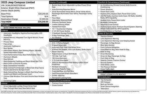 Bright White Clearcoat 2025 Jeep Compass Limited
