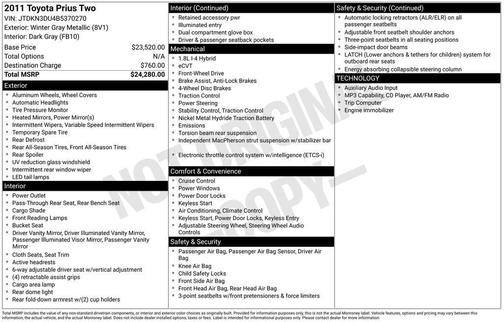Winter Gray Metallic 2011 Toyota Prius II