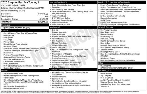 2020 Chrysler Pacifica Touring L
