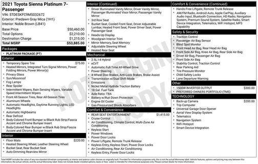 Predawn Gray Mica 2021 Toyota Sienna Platinum 7 Passenger