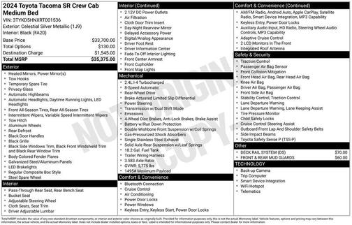 Celestial Silver Metallic 2024 Toyota Tacoma SR