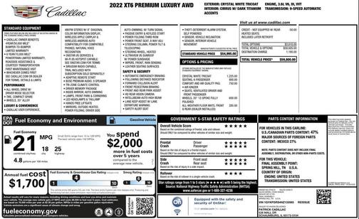 Crystal White Tricoat 2022 Cadillac XT6 Premium Luxury AWD