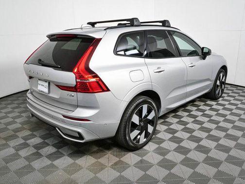Silver Dawn Metallic 2025 Volvo XC60 Plug-In Hybrid Plus, T8 AWD Electric/Gasoline, Dark