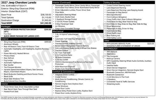 Sting Gray Clearcoat 2027 Jeep Cherokee Laredo