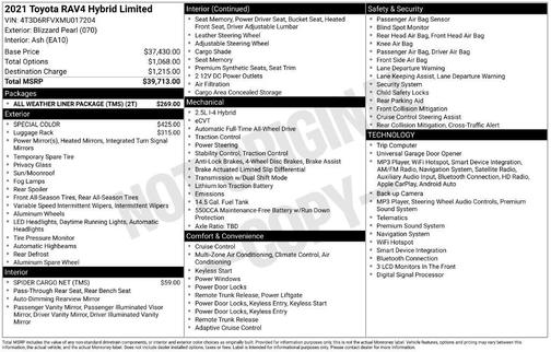 Blizzard Pearl 2021 Toyota RAV4 Hybrid Limited