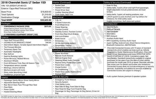 Cajun Red Tintcoat 2018 Chevrolet Sonic LT