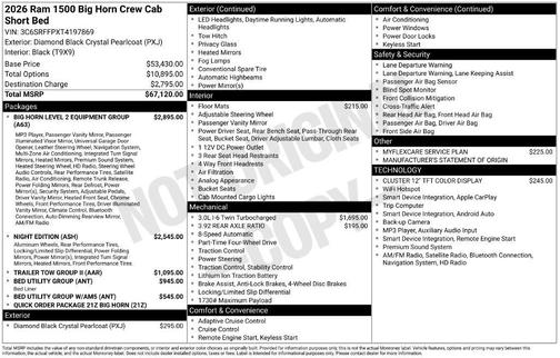 Diamond Black 2026 RAM 1500 Big Horn/Lone Star