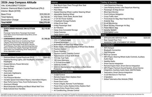 Diamond Black 2026 Jeep Compass Latitude