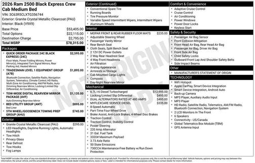 Granite Crystal Clearcoat Metallic 2026 RAM 2500 Tradesman