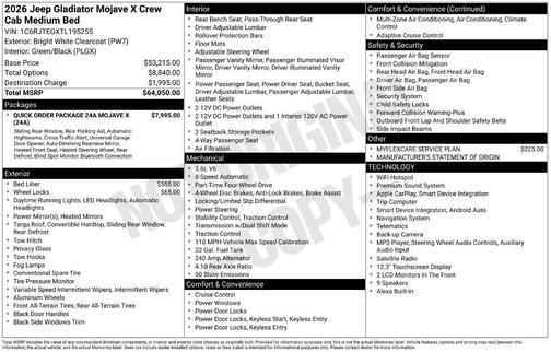 Bright White Clearcoat 2026 Jeep Gladiator Mojave