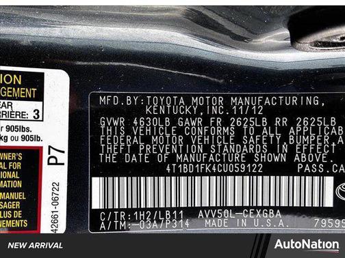 2012 Toyota Camry Hybrid XLE