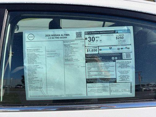 Pearl White Tricoat 2026 Nissan Altima 2.5 SV