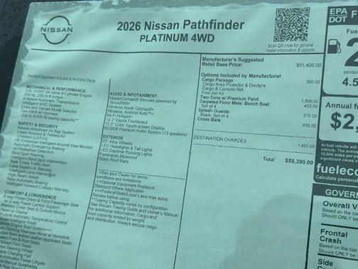 2026 Nissan Pathfinder Platinum